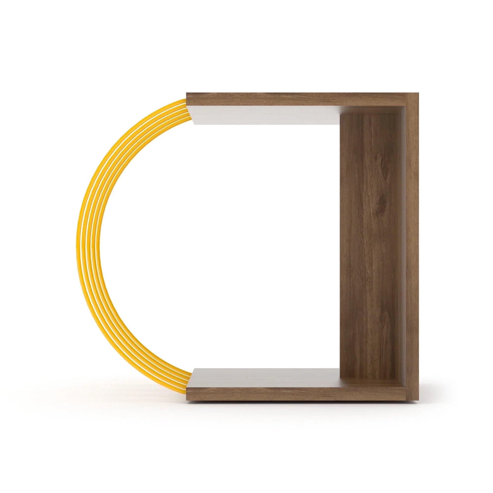 to assemble, with Walnut-Yellow table, side acessories Easy metal base Cassi Wood