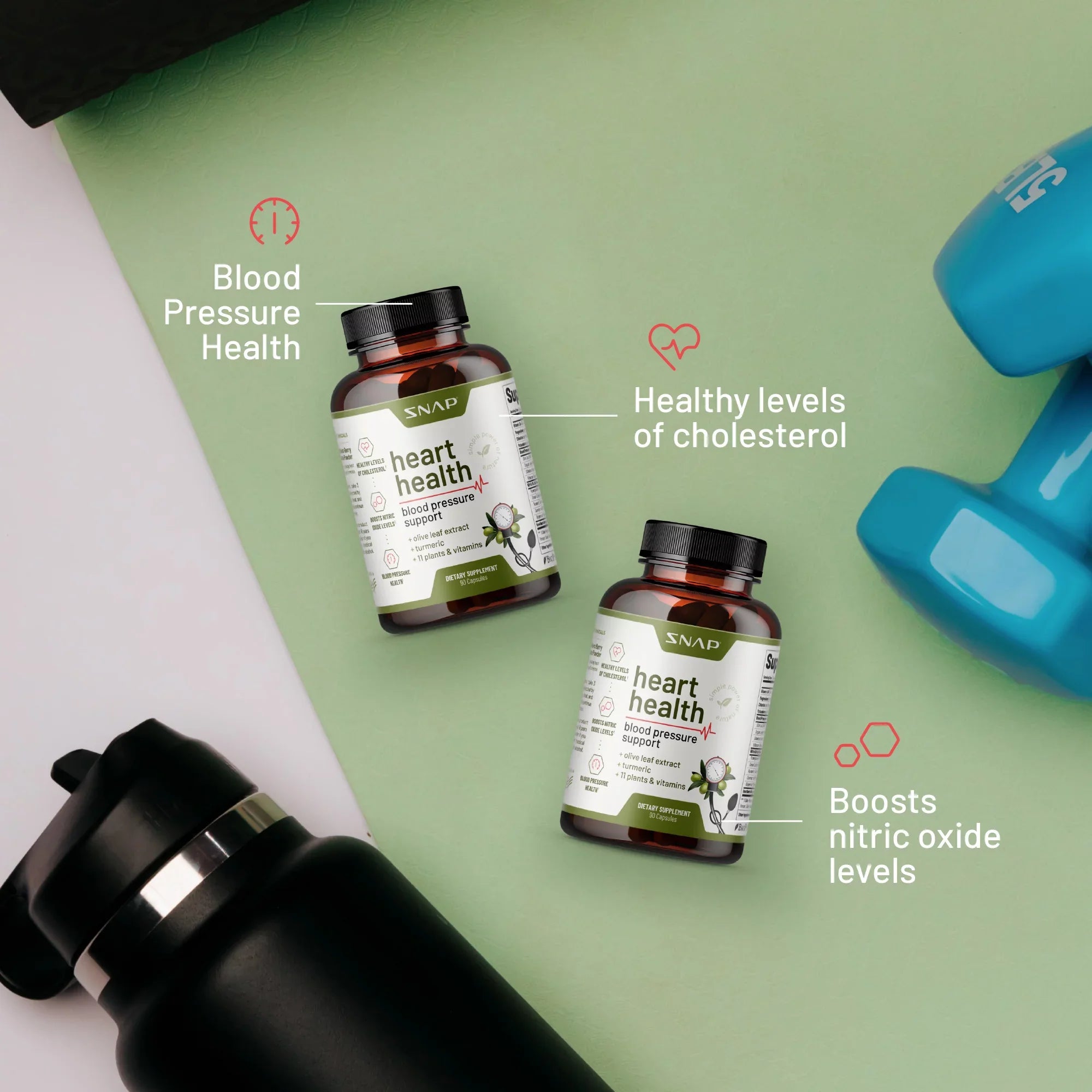 60 Supplement Oxide 90 Nitric Bundle, Health Capsules Snap Supplements and + Heart Booster