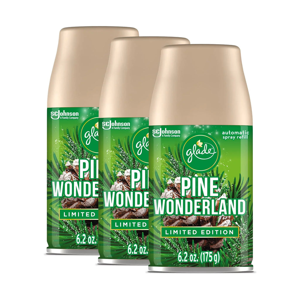 Wonderland, Pine 3 6.2 Glade Home Spray Automatic Freshener Count for and Air Oz, Refill, Bathroom,