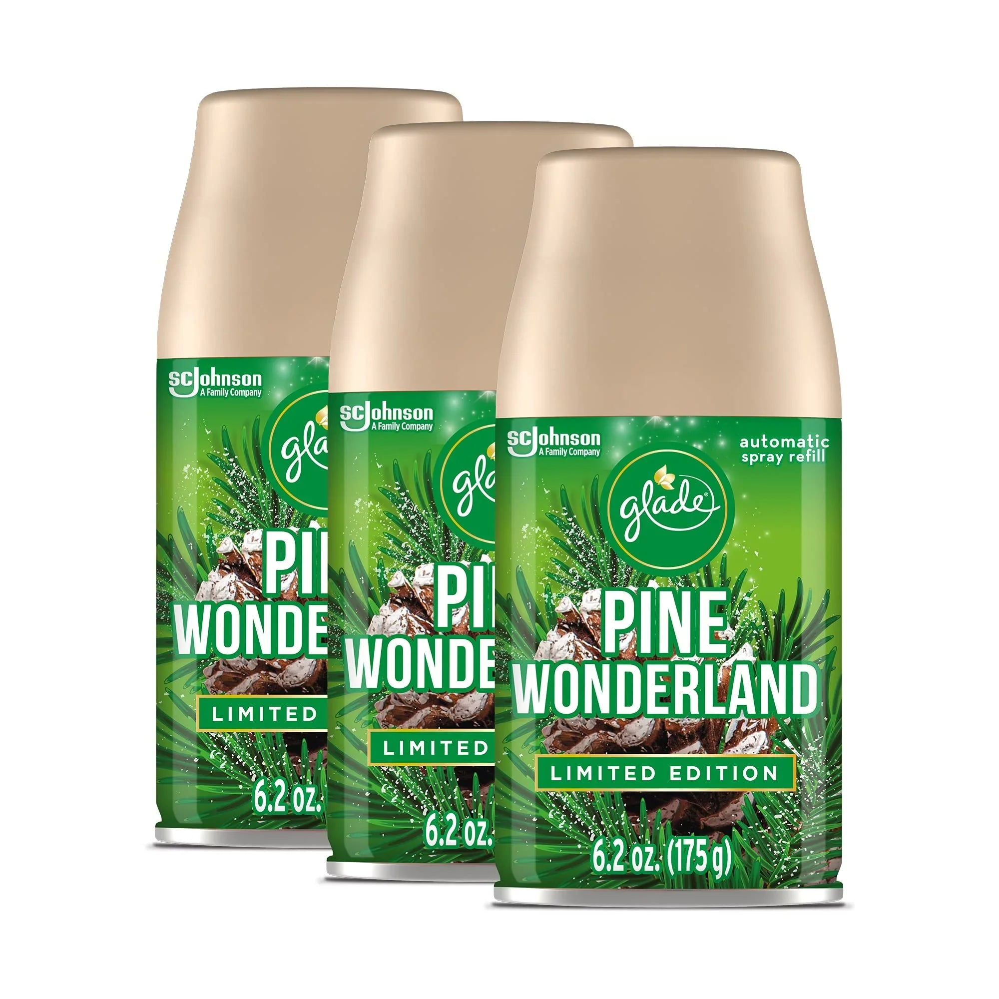 Wonderland, Pine 3 6.2 Glade Home Spray Automatic Freshener Count for and Air Oz, Refill, Bathroom,