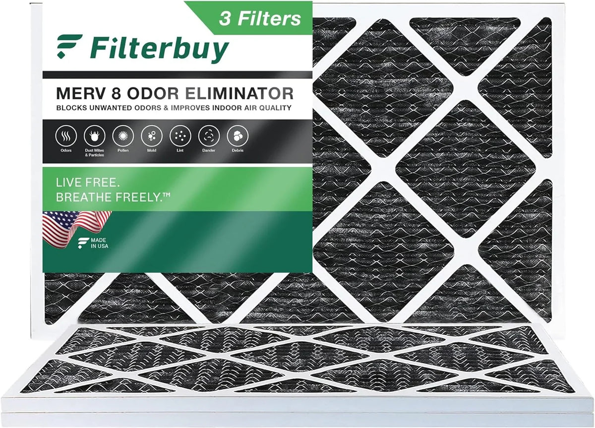 Filters with (3-Pack) 8 Pleated Filterbuy Furnace Eliminator AC HVAC MERV Carbon 14x25x1 Odor Air Activated