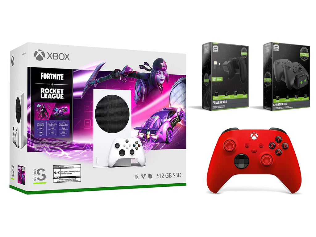 Charge Controller, Series Pulse Cable/Battery Fortnite Extra Red and Dual Dock League with S Charge Console Rocket Microsoft Xbox