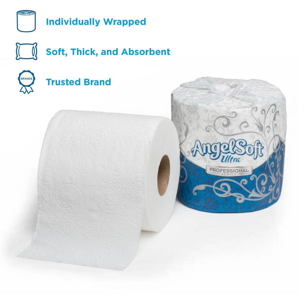 Professional Carton Soft, - For / Angel - Ply 4.50" x Soft Series 60 Sheets/Roll 4.05" - Toilet Restroom 400 - - Paper Ultra by White Septic 2 Absorbent Embossed Safe, -