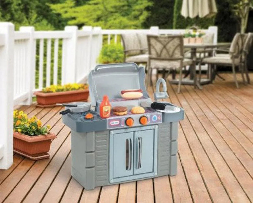 For 3 Kitchen Toddlers 'n Grow Tikes 4+ Kids BBQ 8-Piece Little Toys Playset, Ages Pretend Boys 2 Gray, Girls Grill Play Cook