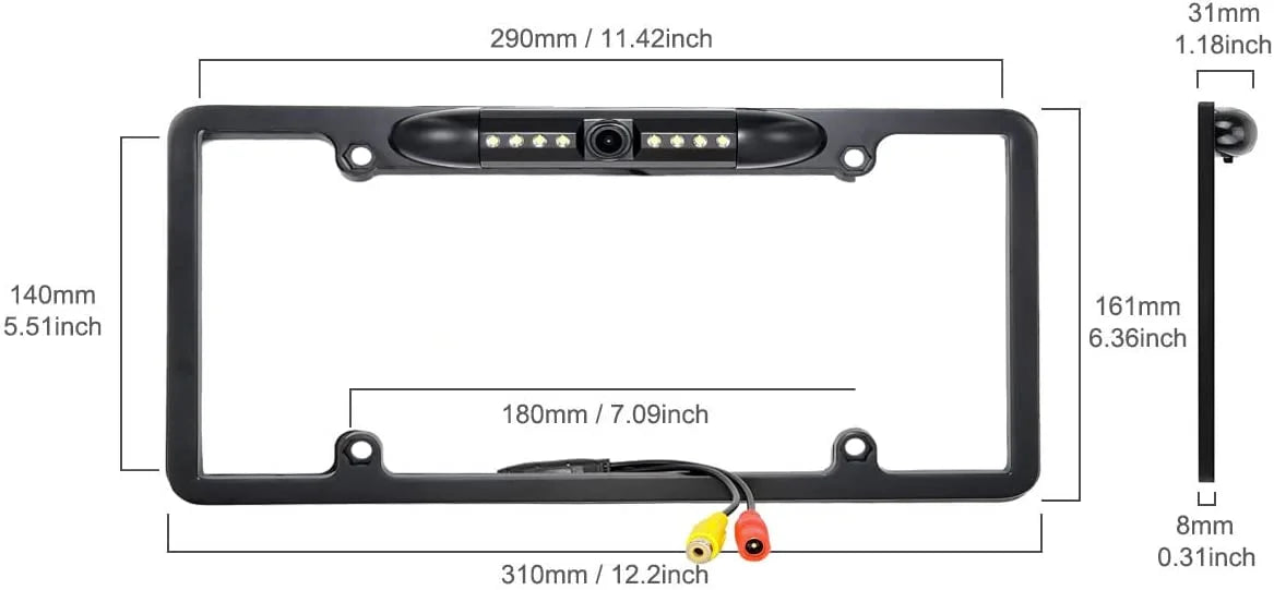Rearview Backup Camera for KW-V140BT License JVC Plate Black Frame KWV140BT