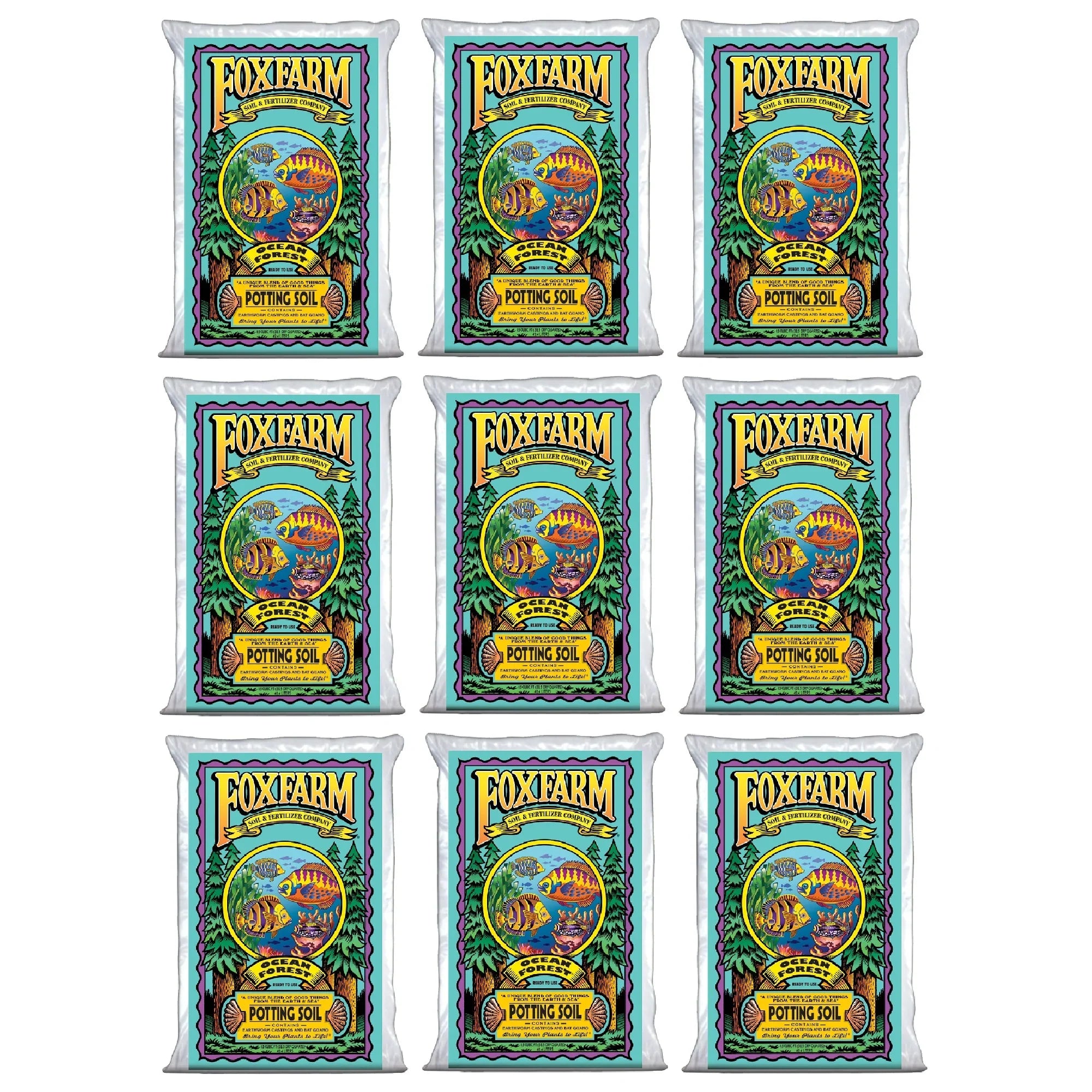 Cubic Potting Forest Soil Ocean Pack Garden Foxfarm 6.3-6.8 Bags Feet, 1.5 pH, 9