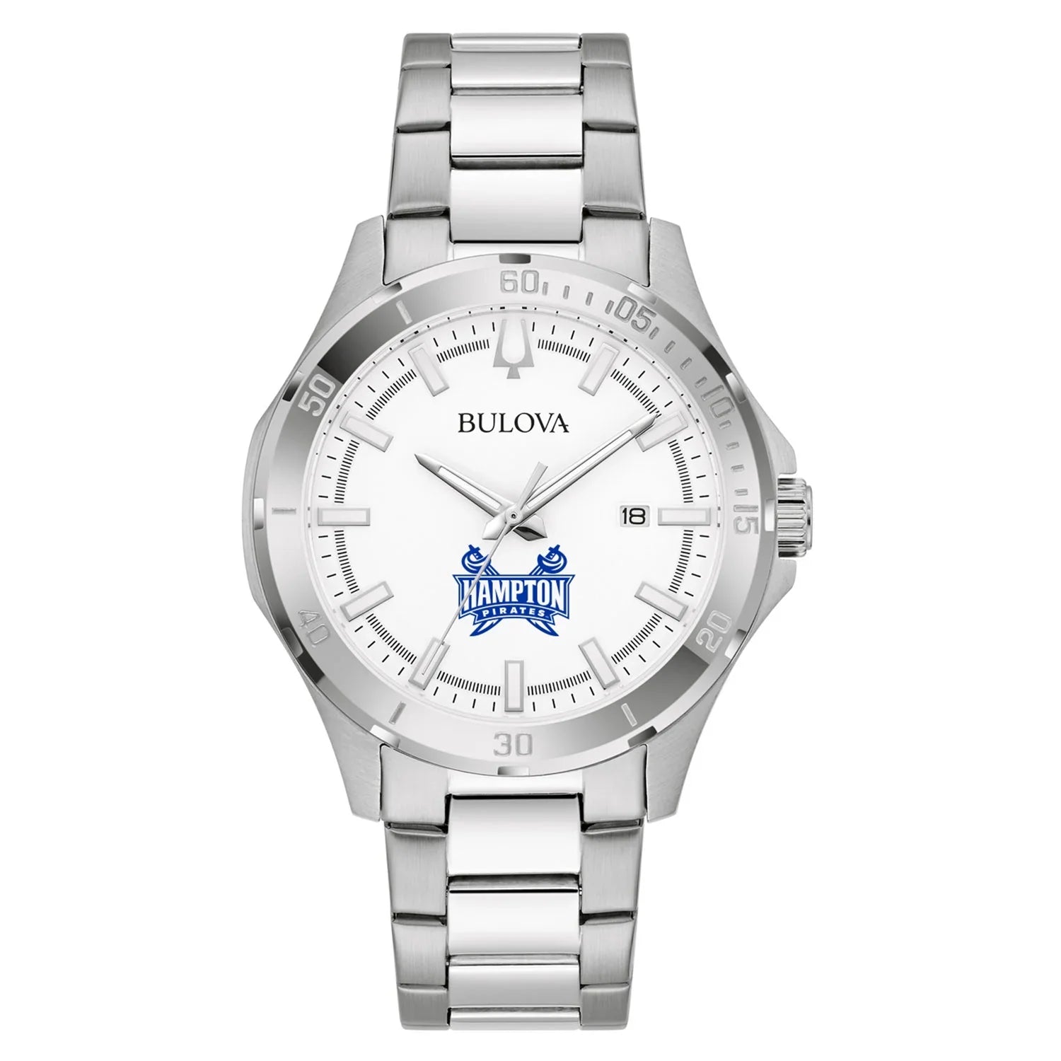 Bulova Men's Stainless Steel Hampton Watch Silver Pirates Classic Sport