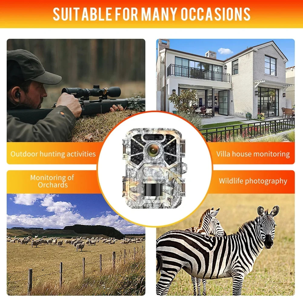 Monitoring, 30MP Vision Angle Lens Farm with Wide Game Infrared Surveillance, Camera 2k Trail Trail Night Pack with Camera, Wildlife Hunting 2 120° Monitor Moistureproof