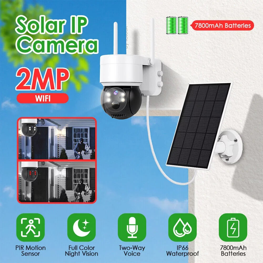 Vision, Siren, Detection, Wireless Way 2 exterior, Camera, Powered 15000mAh Solar Cameras with Solar 2K PTZ PIR Battery, Night Motion Security Audio, Cameras 360 & Color Security Beisu WiFi Spotlight