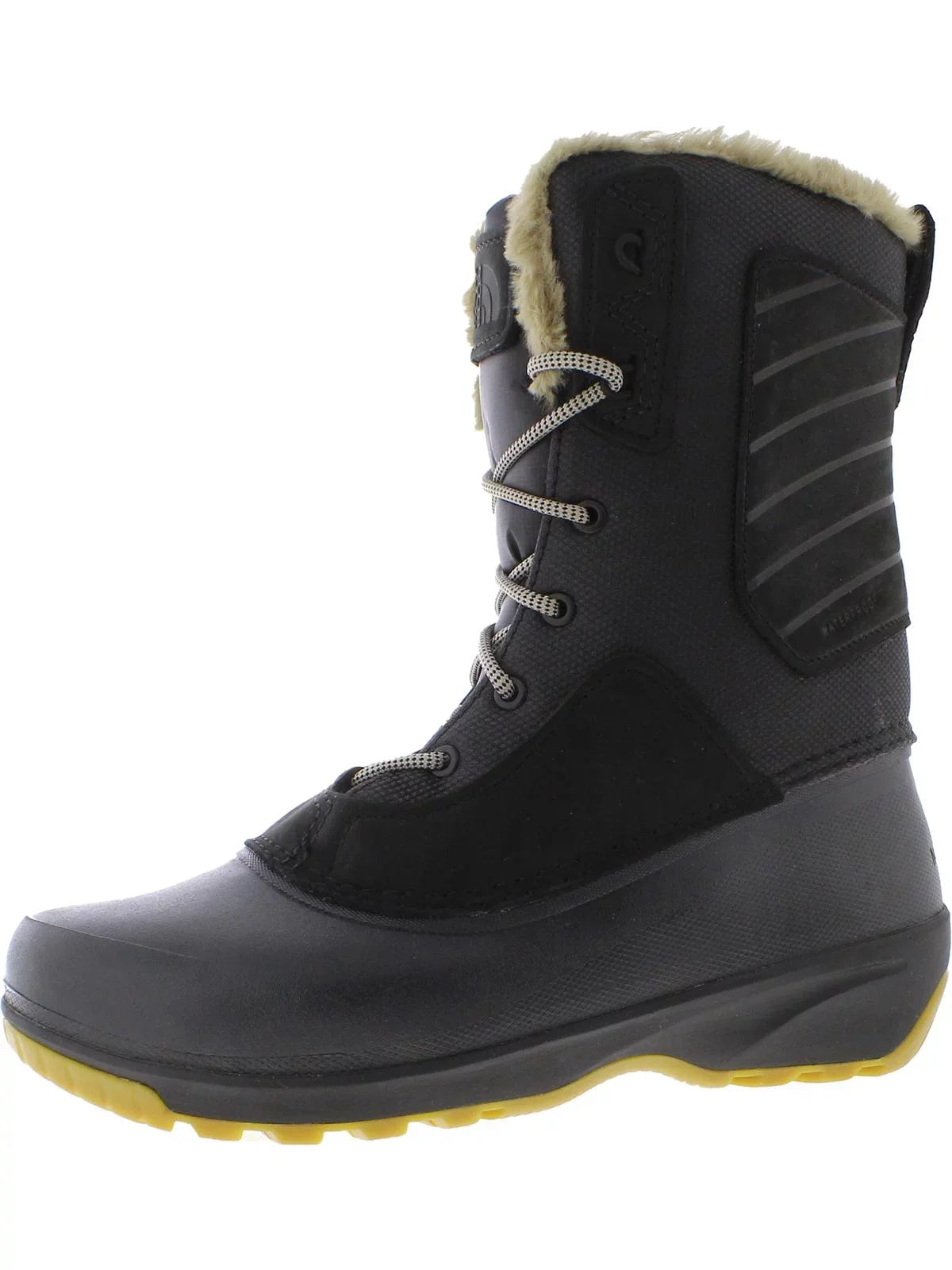 Womens Face Faux Fur Snow Boots & North Leather Winter