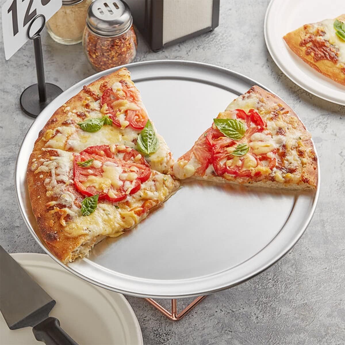 Pizza Kitchen TrueCraftware- Rim- of Tray Wide Pizza Aluminum Pan Tray 3 Pan Set Bakeware Pizzeria & Tray Home Round Pizza Tray 13” Round Baking Baking for Restaurants