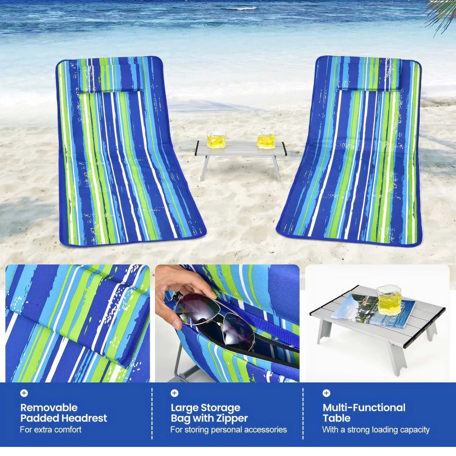 our in and on-the-go 22.0 - comfort versatile Beach Lounge Set with set! Chair style - Luxurious Unwind