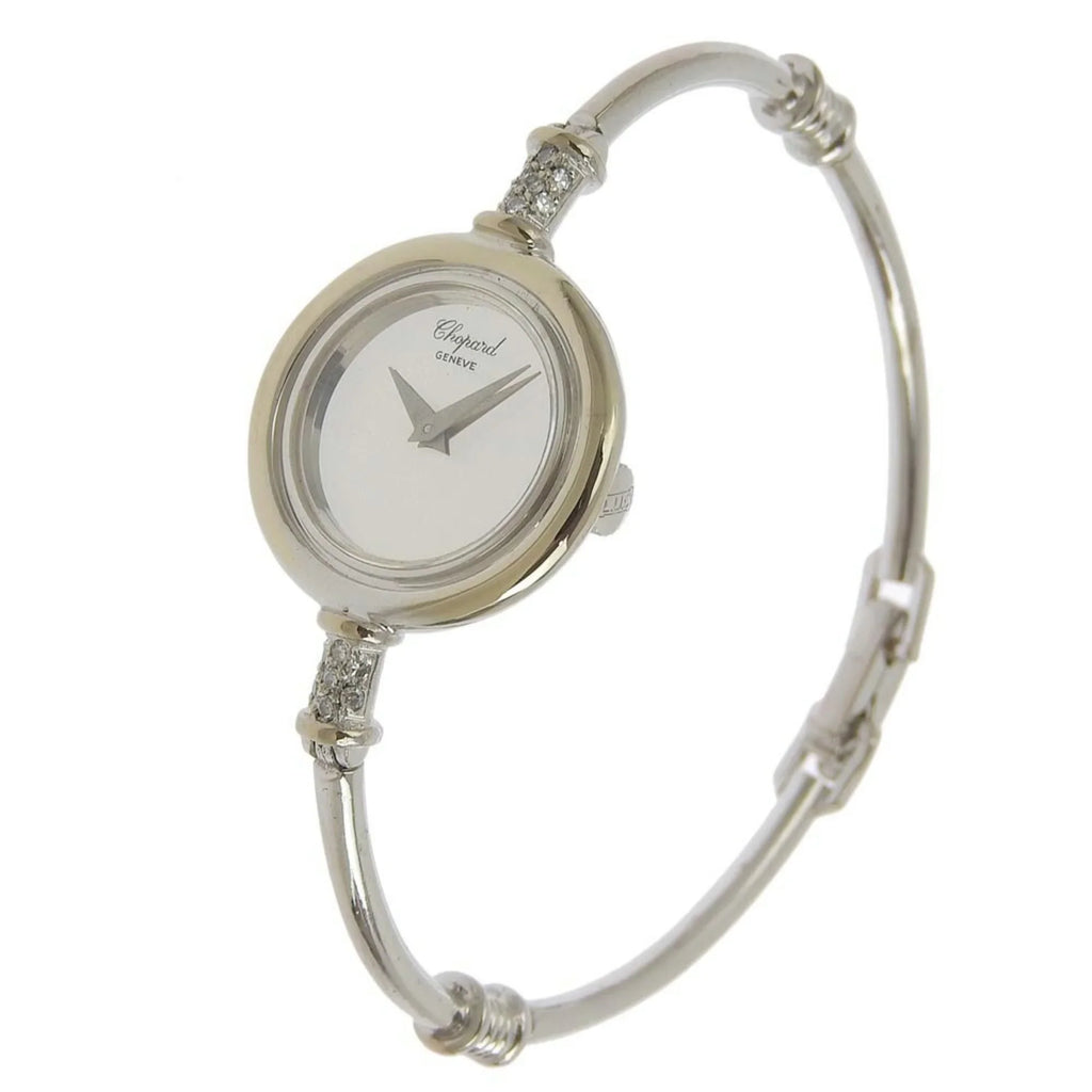 Round Manual (Fair) Diamond x White Watch Pre-Owned Gold Chopard Winding Women's G30171 K18 Dial Silver