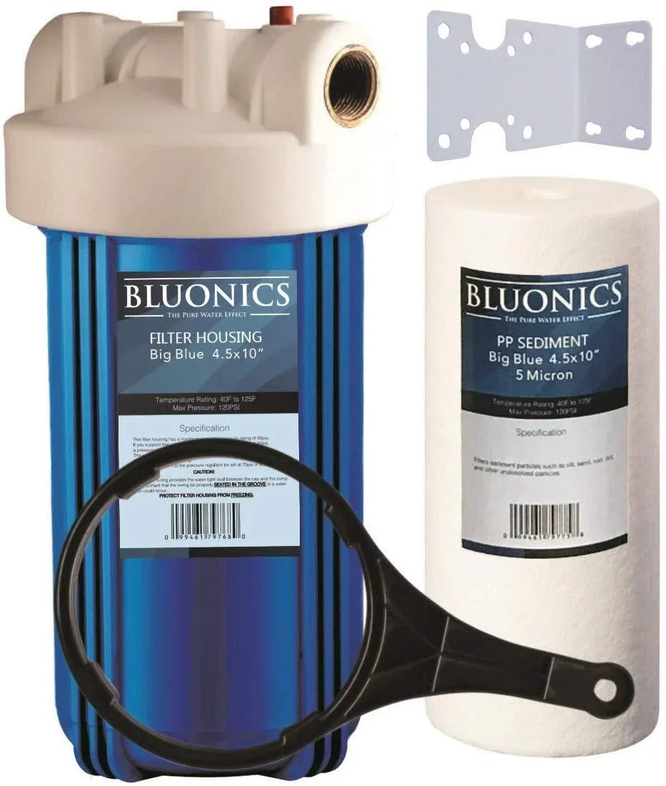 with Dirt, House Micron 5 Whole for Big Bluonics Undissolved liquid Iron, and Particles Sand, Sediment Cartridge 10" Filter Rust, Blue Sediment
