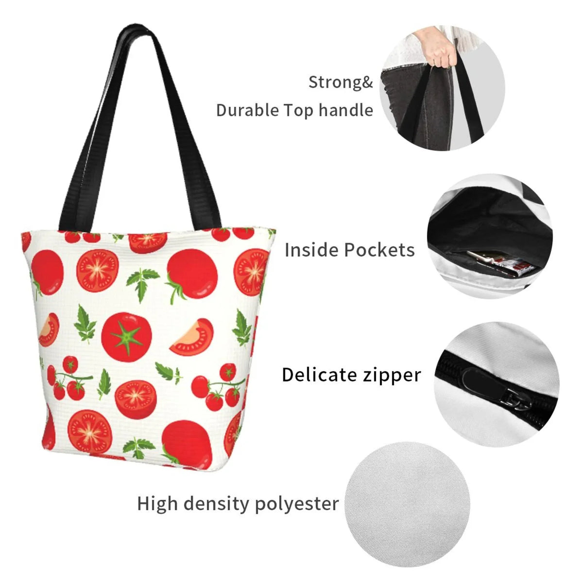 Fresh Tote Hobos Capacity Shopping Lukts Women'S Bag,Shoulder Handbags Bag Red Bag Large Tomato
