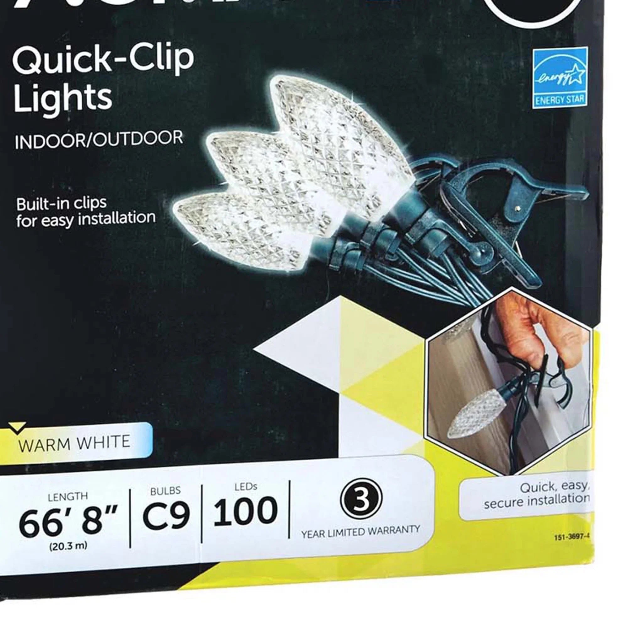 C9 Christmas Bulbs Warm 100 Clip (3 Pack) String Quick Lights
