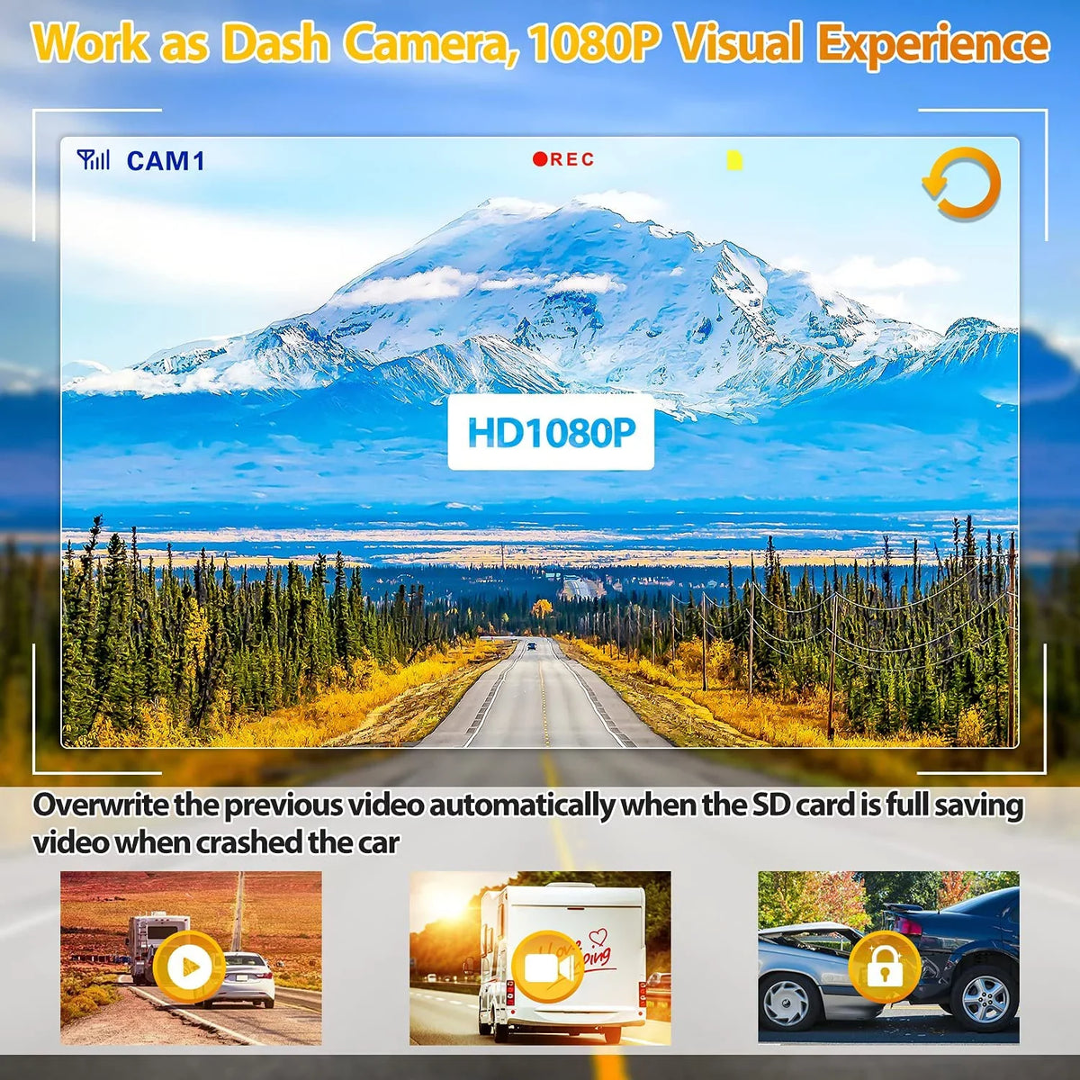 '+ Monitor Trailer, DVR Extra Camper, Kit Touch Camera with Monitor Button Xroose for Range 7” View Motorhome Rear Pickup Signal CM1 Recorder for Long 1080P RV Wireless Camera Truck Backup