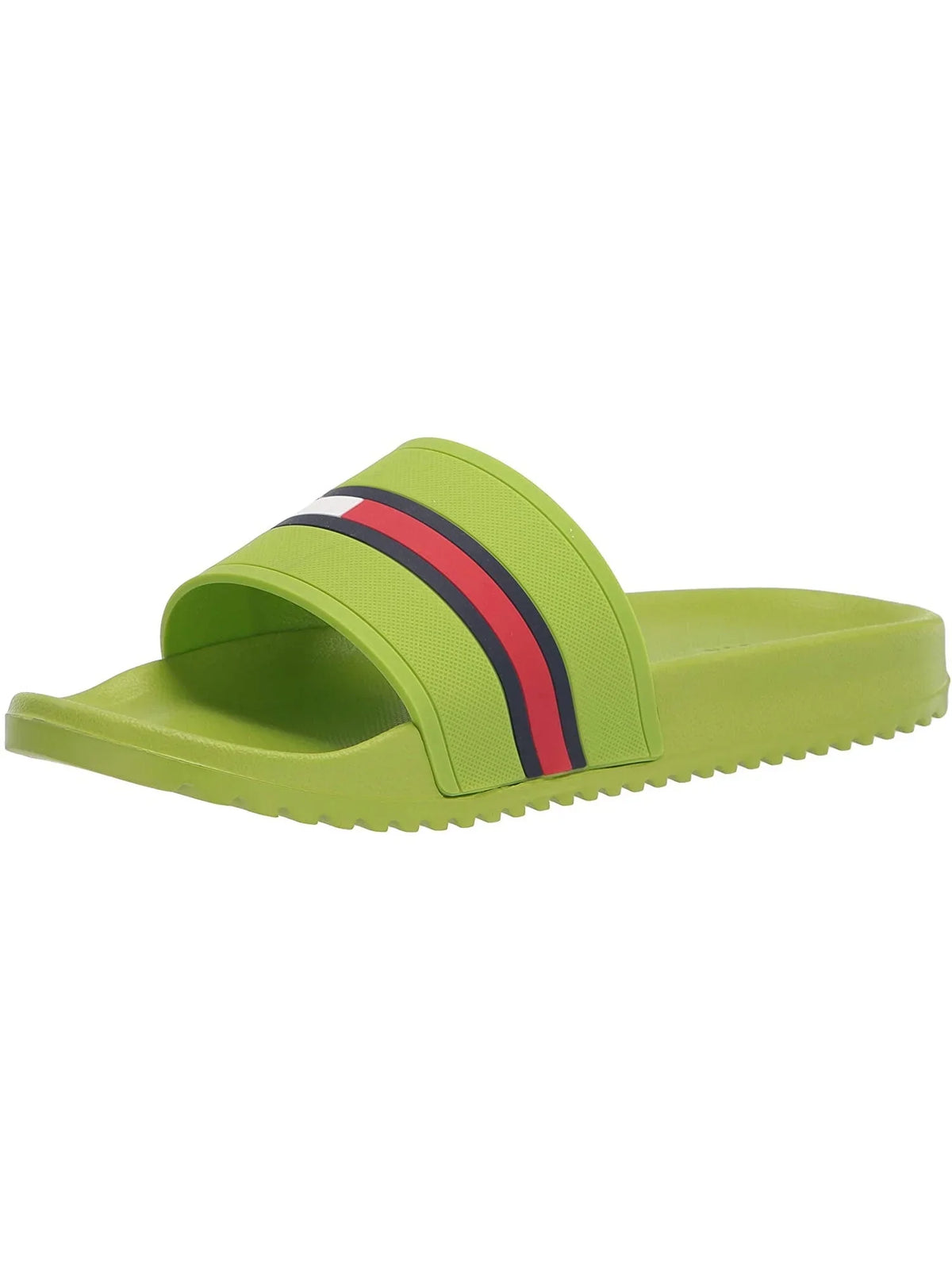 Mens Redder Green TOMMY Sandals Toe Colorblocked Slip HILFIGER Stripe 9 Shoes Slide M Comfort On Round