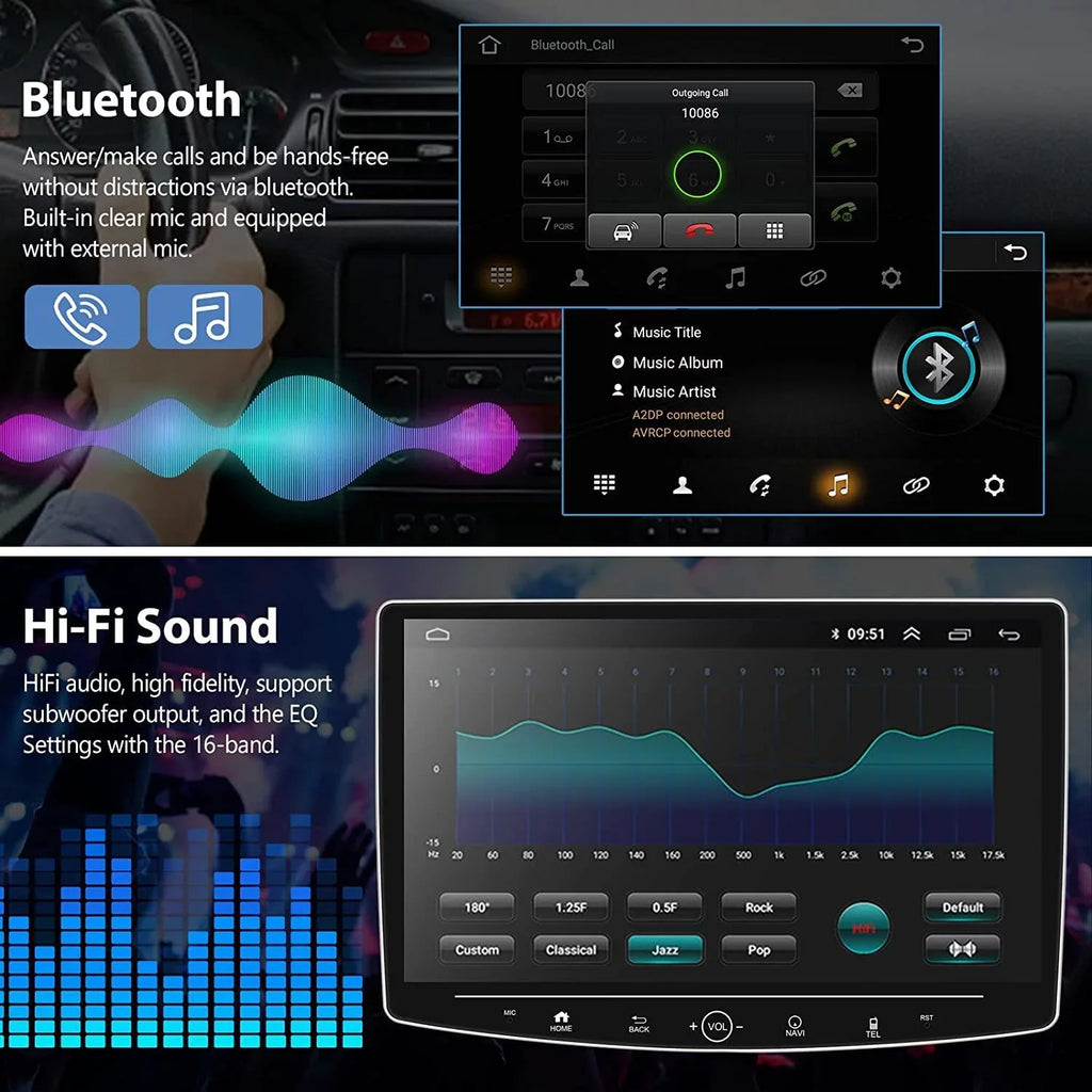 10.1'' Single Android 11 ,with Carplay Wireless Podofo Screen Apple Radio Cable Car Microphone&Backup 1 Camera Audio Bluetooth Touch Auto 2+32G Stereo Android