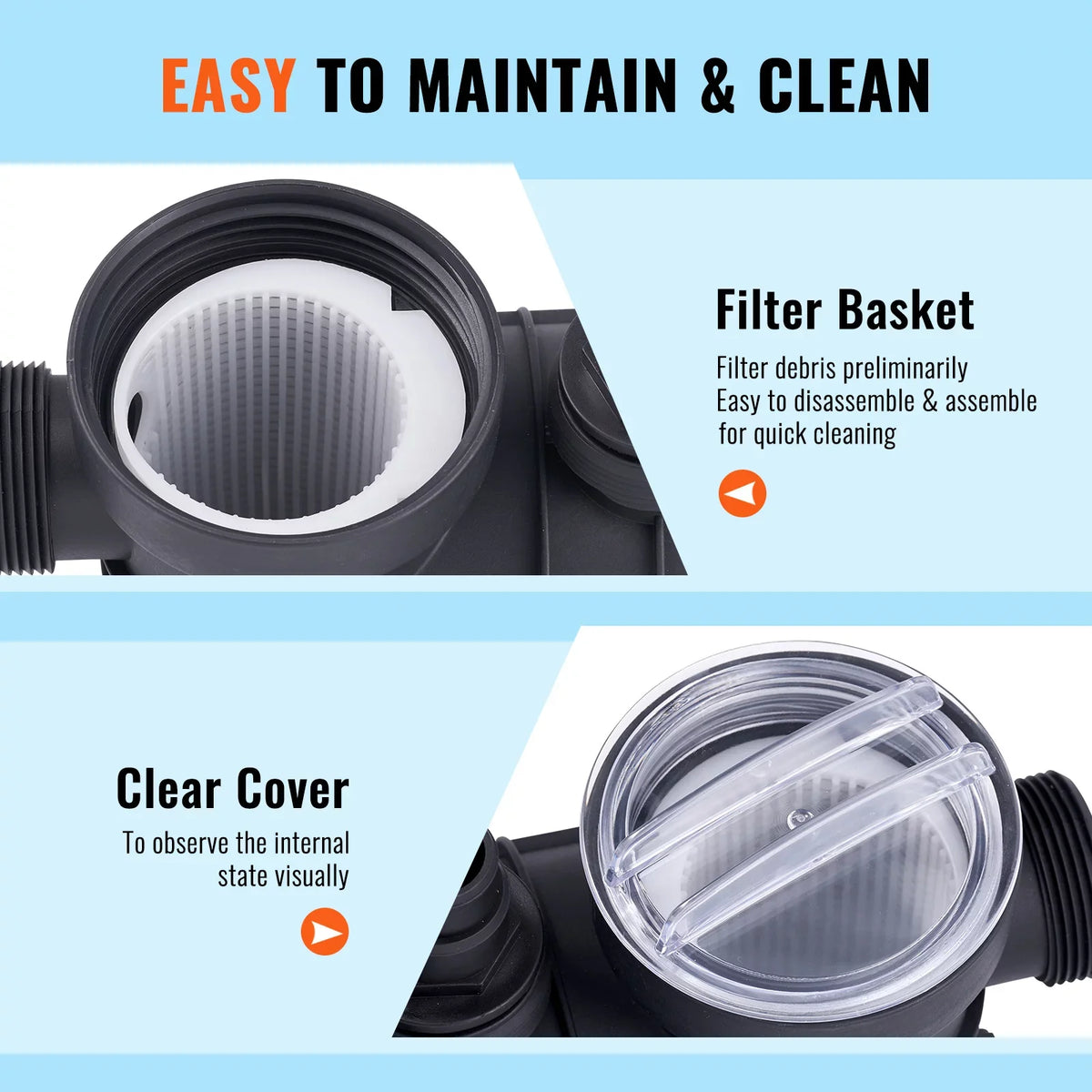 12" 1/2HP Flow Swimming Pool Valve Filter 3000GPH Ground with Pump 6-Way Sand SKYSHALO Above