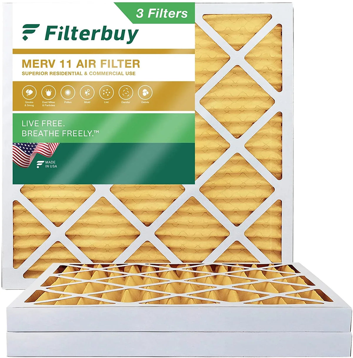 Furnace 17x17x2 HVAC AC Filterbuy Pleated Filters 11 (3-Pack) MERV Air