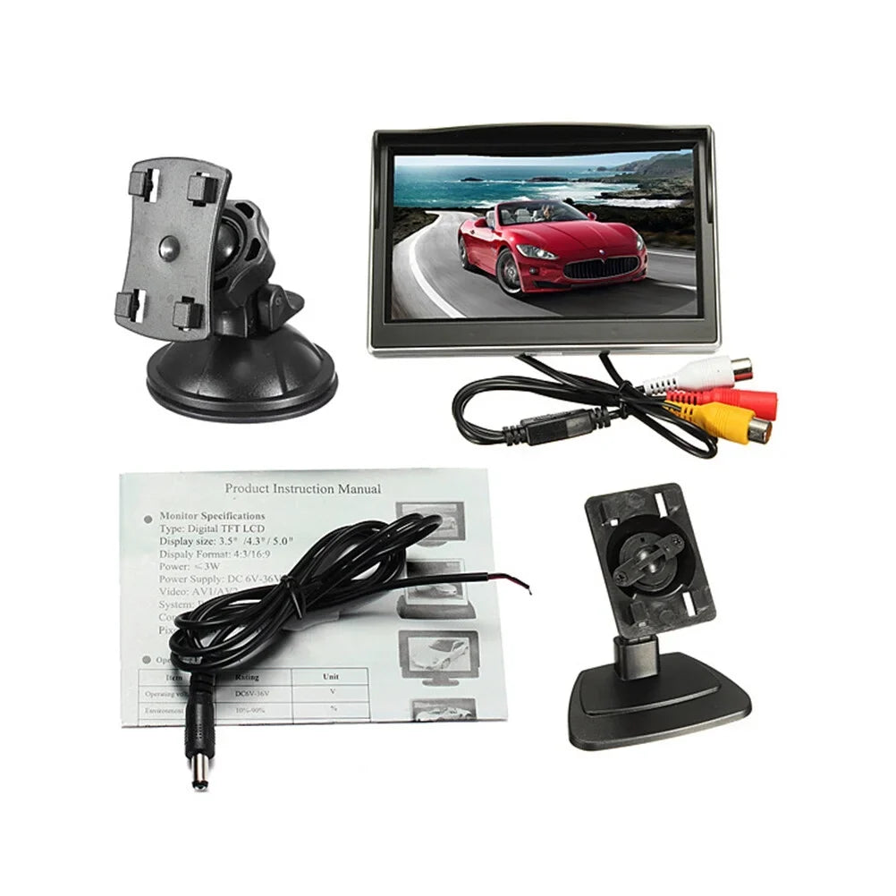 5 Backup (Black) LCD TFT Camera inch Monitor Mirror Reverse for Color Kit View Car Rear DVD Car