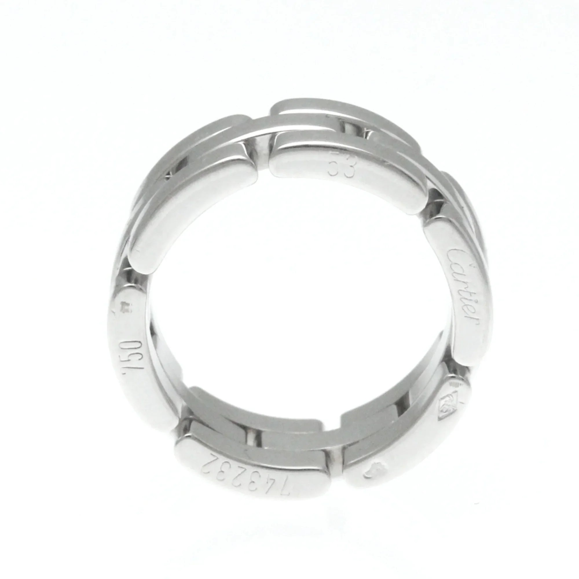 Pre-Owned Silver Stone Cartier Maillon Ring Band Fashion Ring White No (18K) Gold (Good) Panthère
