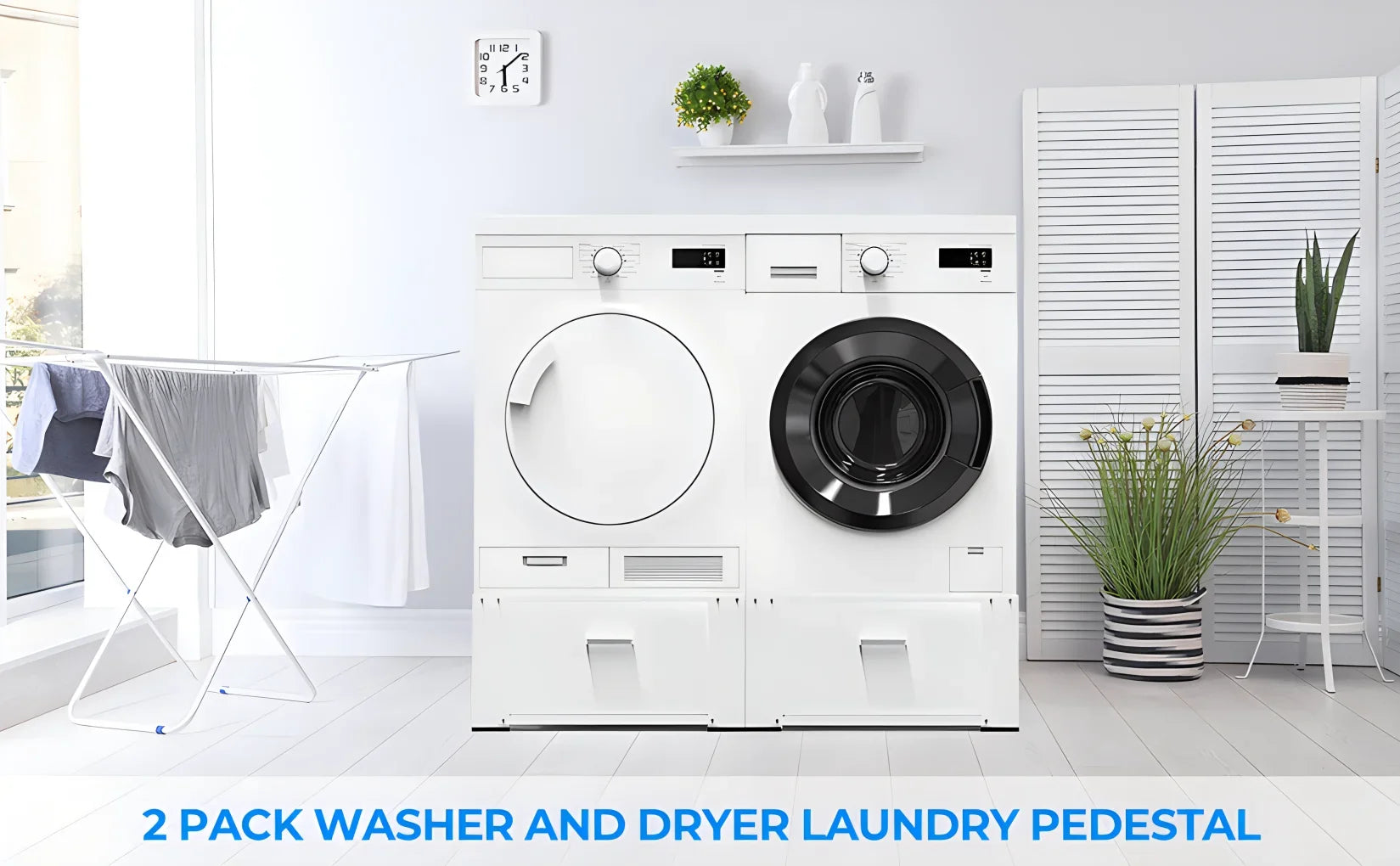 Steel, 29" Stands, Pack 28"× Dryer and Washer Laundry 2 Pedestals, White Inlife Pedestals Heavy Washing Duty Stainless Dual Machine