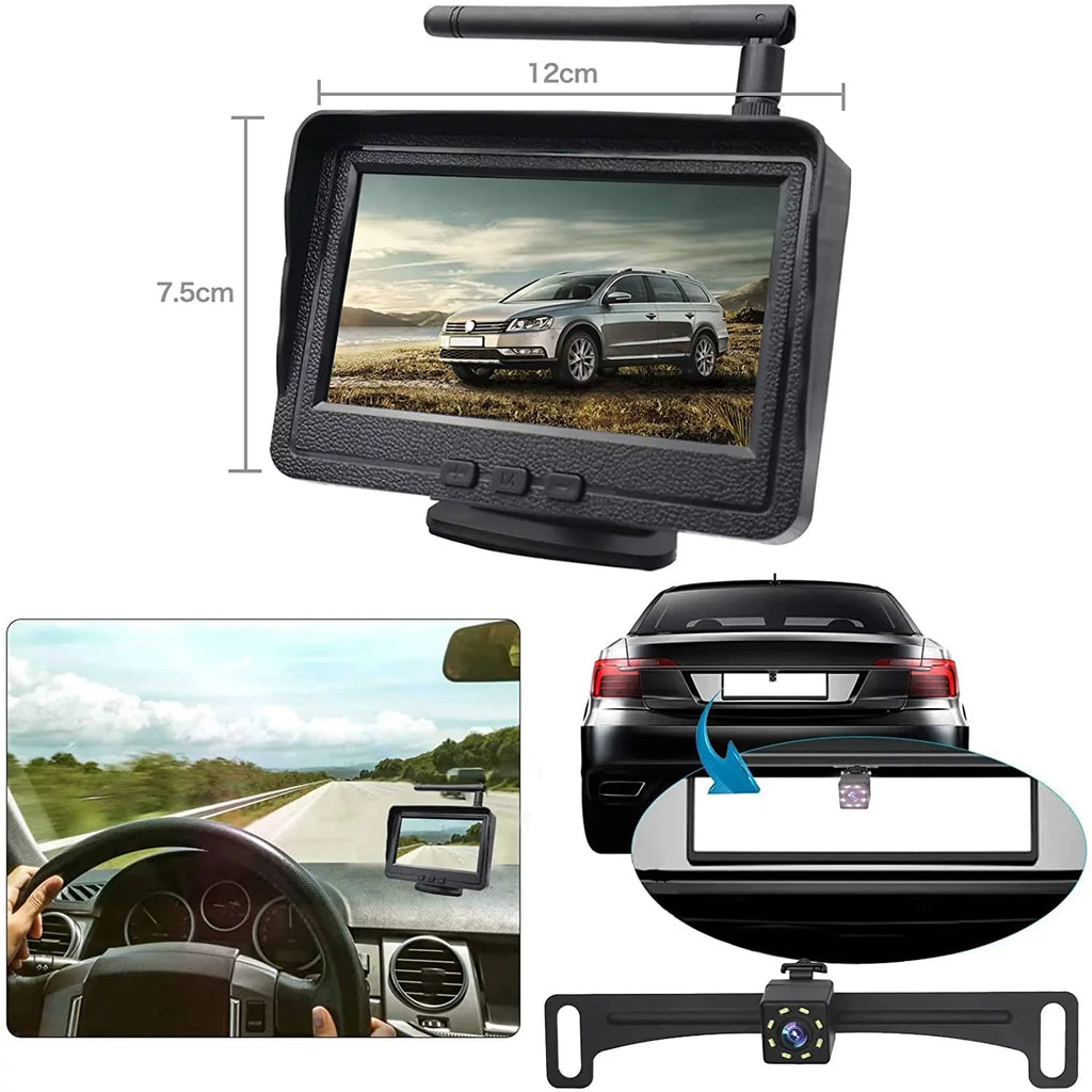 Backup for Vision 170 Monitor View 4.3"" RV Camera Car, B-Qtech for Waterproof Camera Wireless Truck, Night LCD Rear with