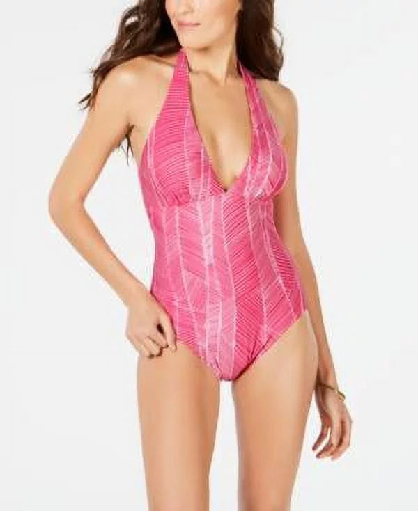 Women's 14 Halter Dkny Size Swimsuit, Printed One-Piece Swimsuit,