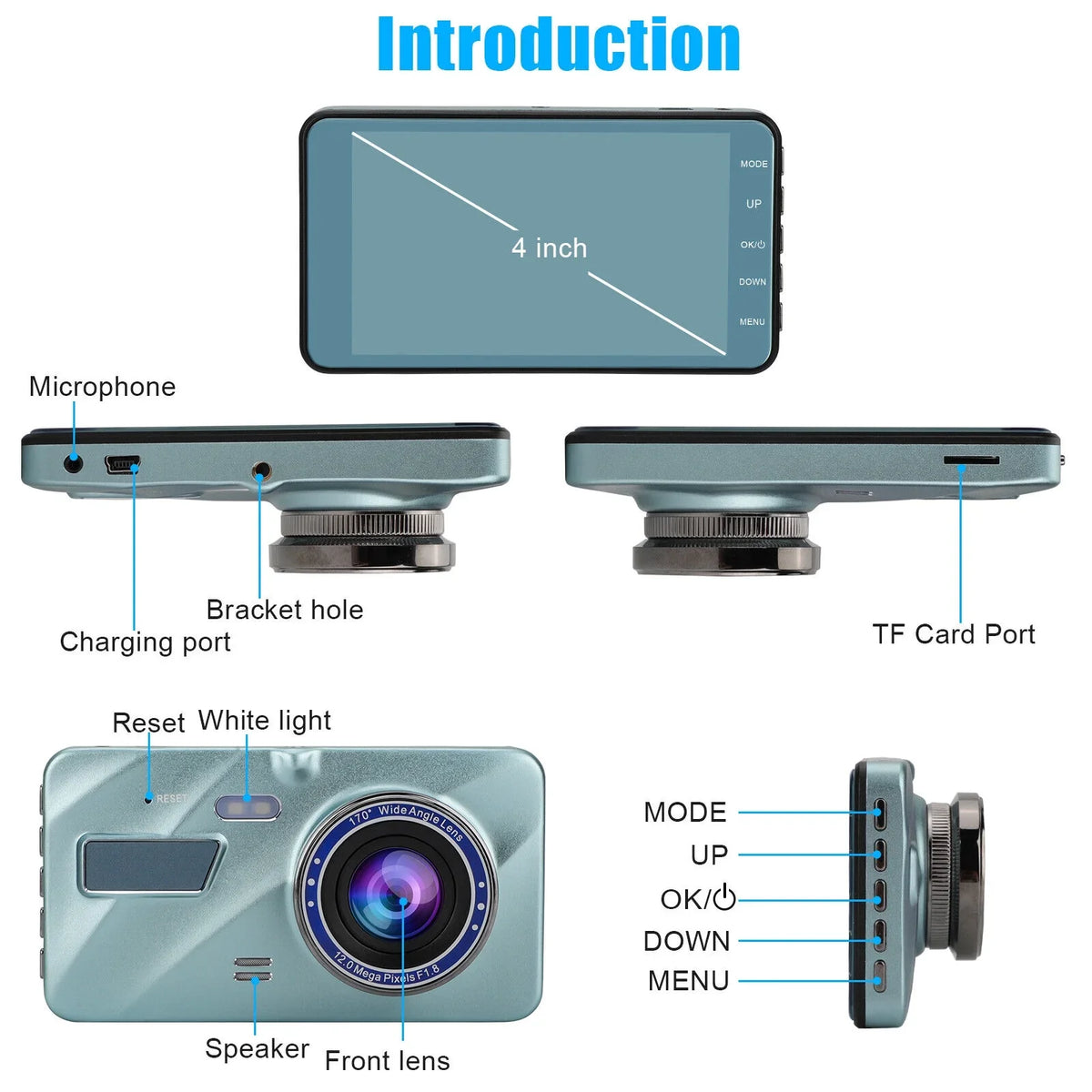 HD G-Sensor Camera View Front 2 1080P Dash Car Video DVR Recorder Lens Rear Cam