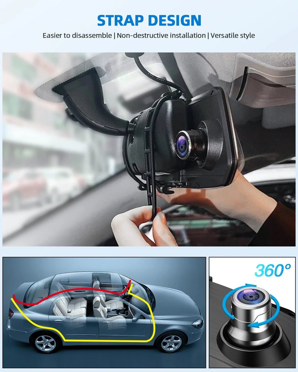 G-Sensor Motion Infrared Dash Vision, TOGUARD Front Camera Rear, 7" Dual Dash Screen, IPS 1080P Night Cam Mirror Detection, and Touch