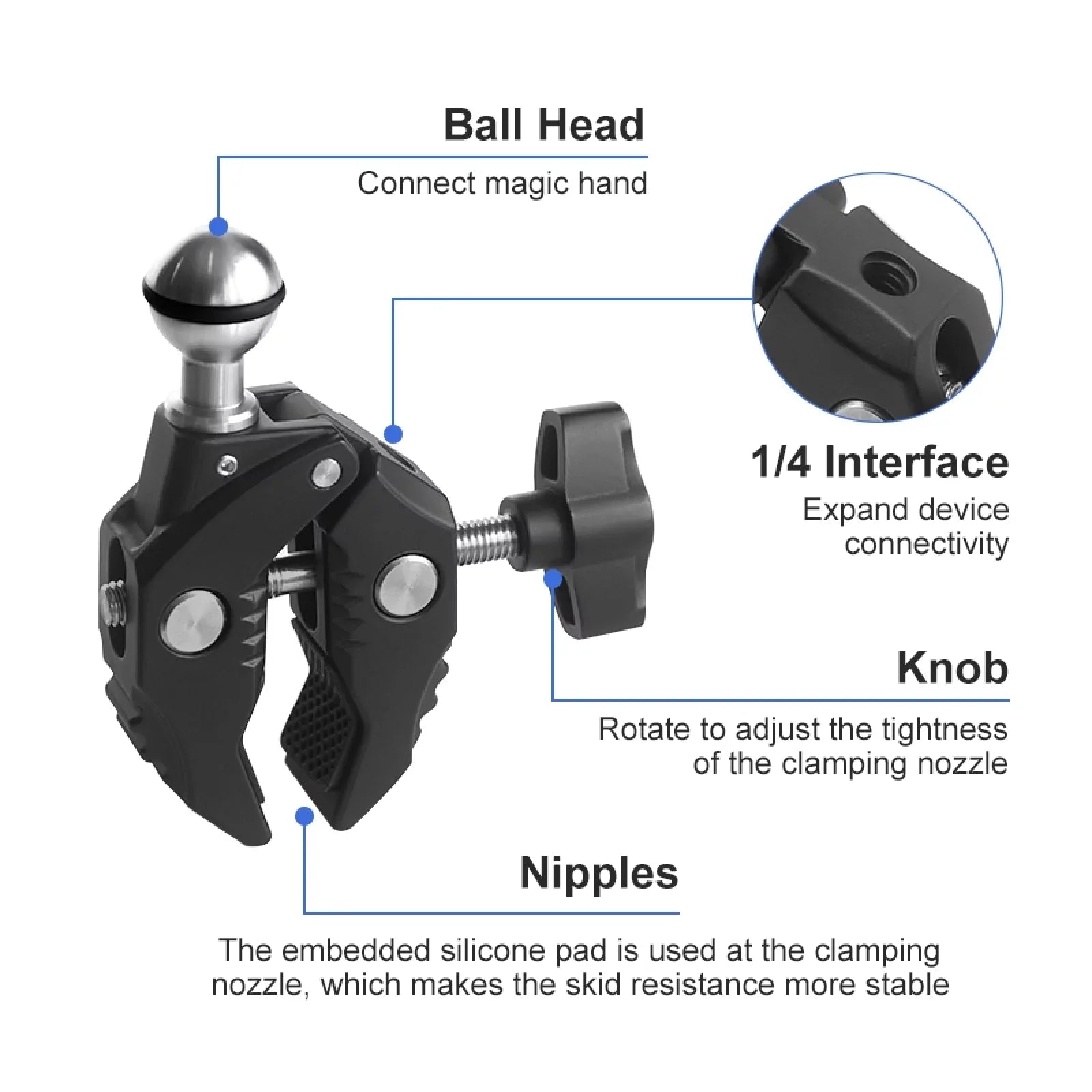 Mount Clamp ammoon Mounts Fits Adapter Handlebar Camera Mount
