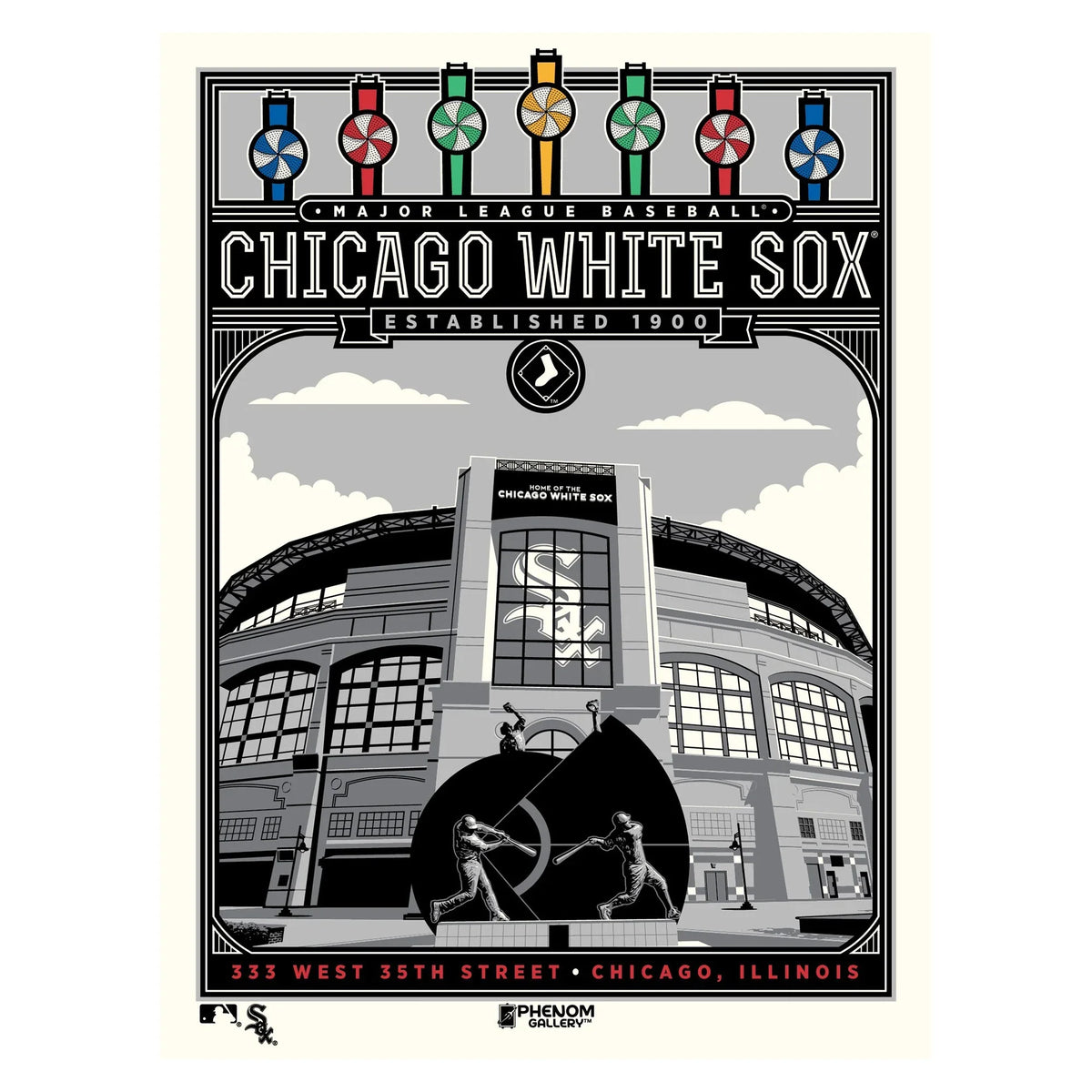 Gallery White Stadium 24" Serigraph x 18" Chicago Sox Phenom