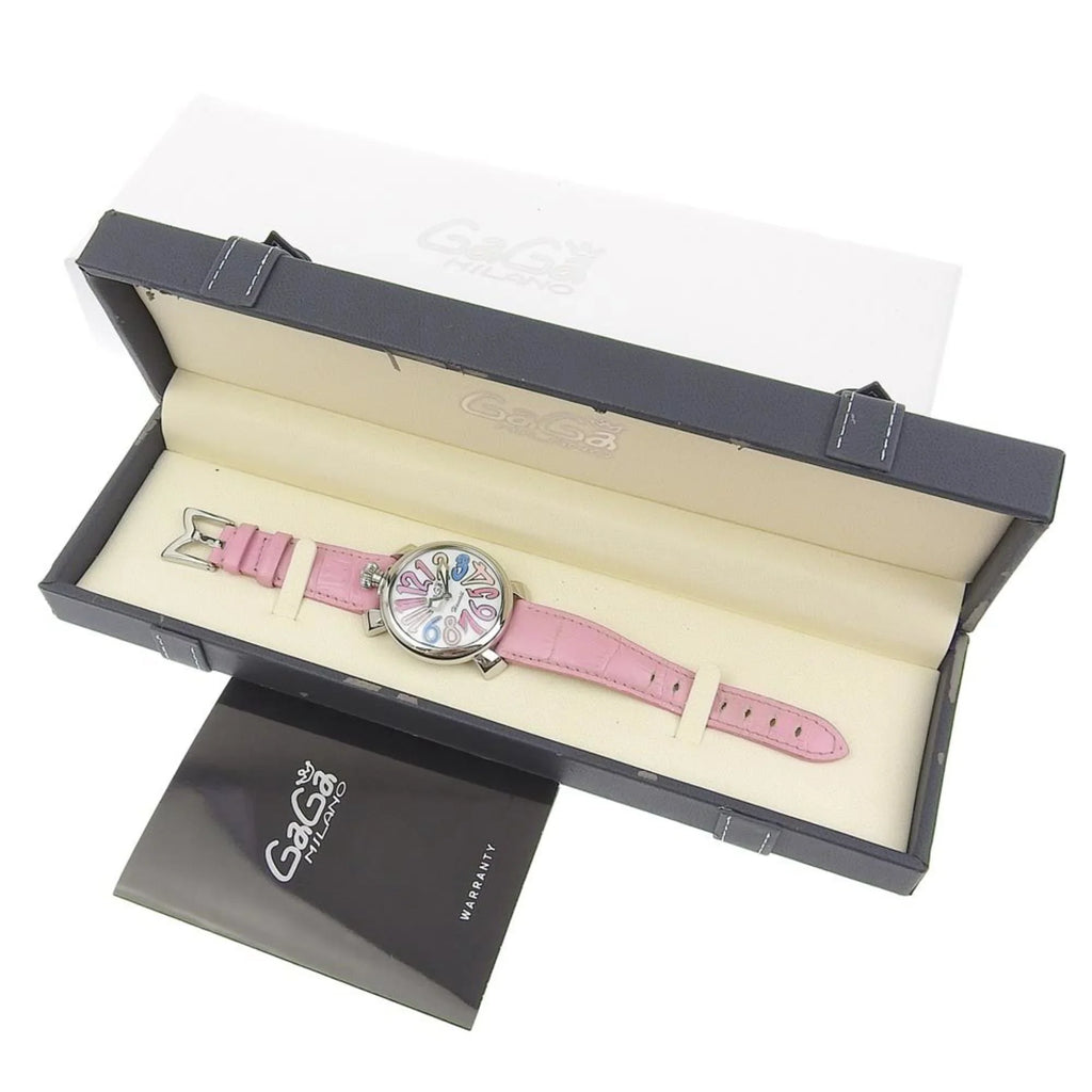 Manuale Display I220823012 Gaga Quartz Watch Pre-Owned Analog (Good) Men's 5020 Dial Stainless Milano Steel White