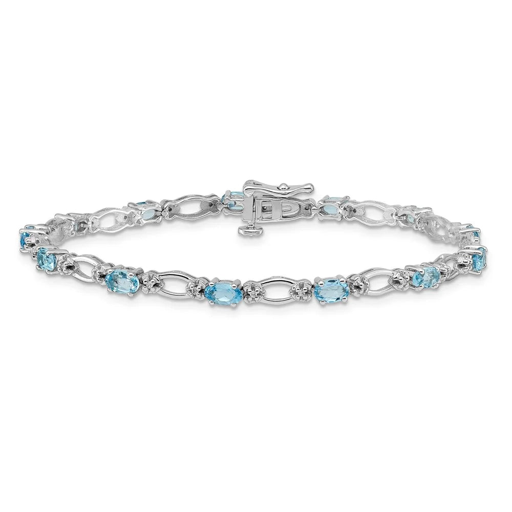 Topaz QBM4491--010- Blue White Gold and Bracelet Diamond 14k