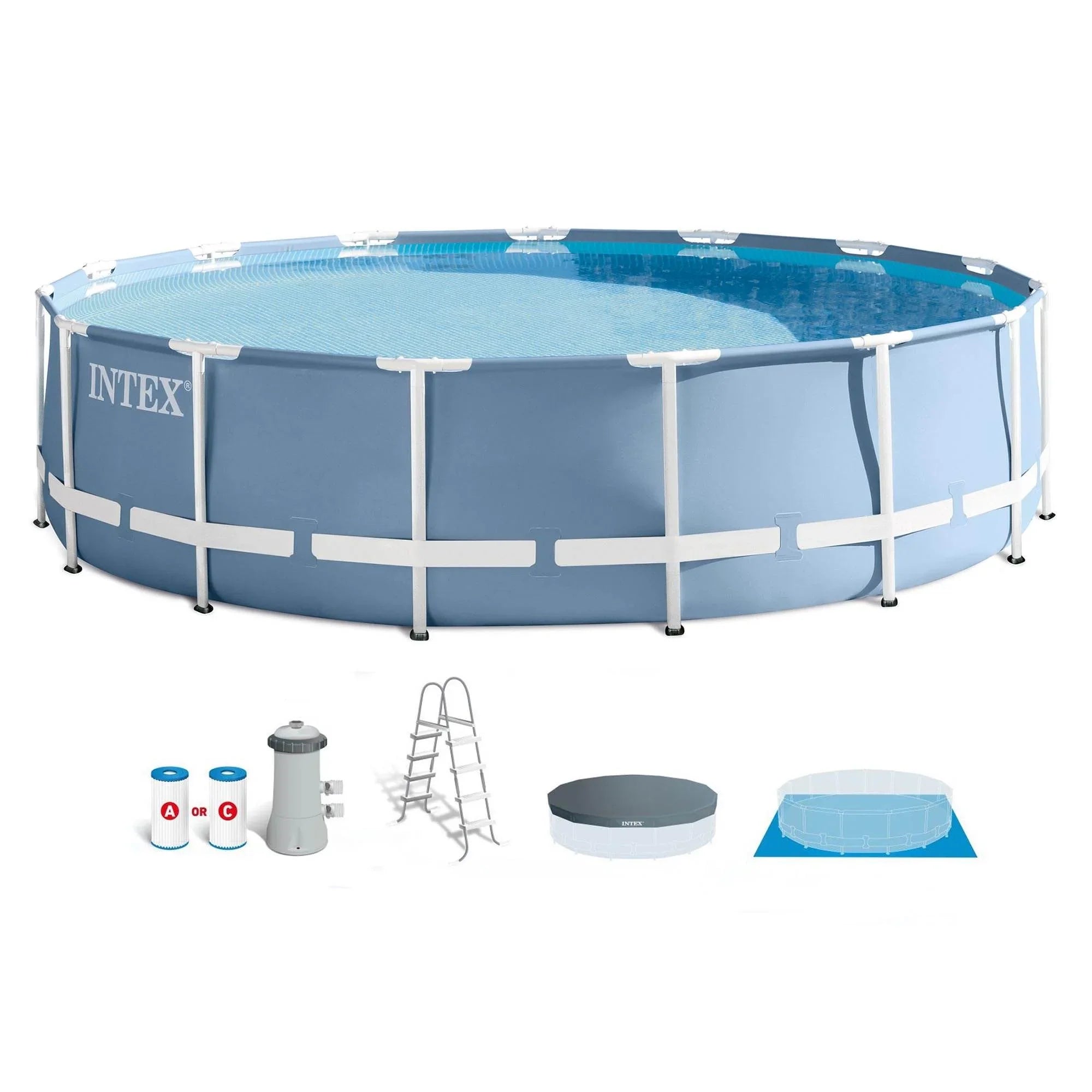 Prism Above 42in Swimming & x Ground Pump 15ft Intex 15ft Steel Set x Frame Pool
