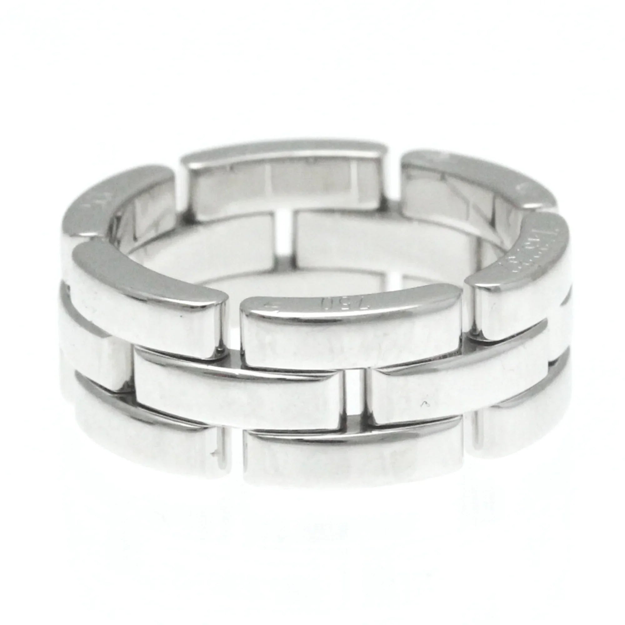 Pre-Owned Silver Stone Cartier Maillon Ring Band Fashion Ring White No (18K) Gold (Good) Panthère