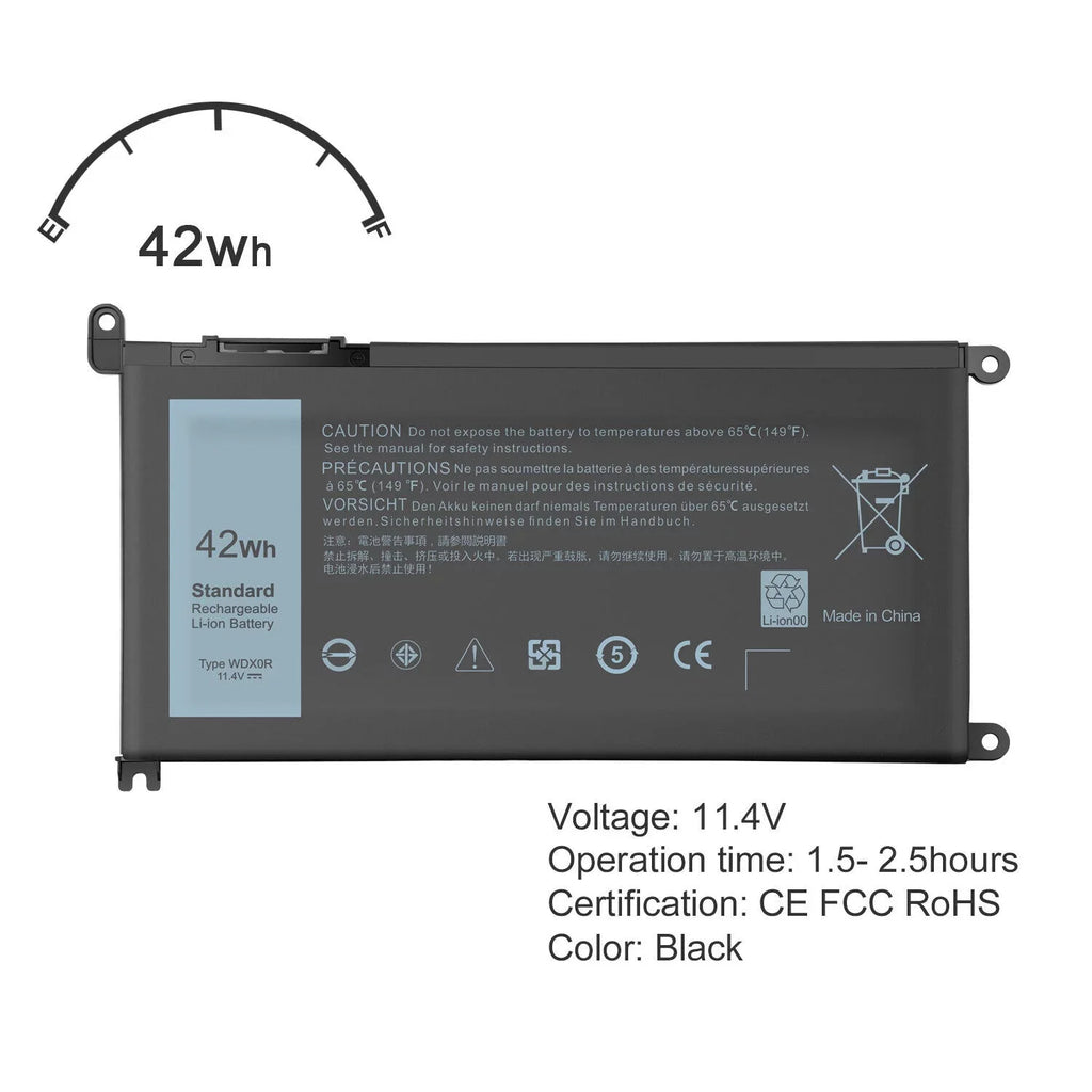 42Wh 15 5567 Fit 5565 3CRH3 WDX0R Battery Inspiron 5578 for T2JX4 5568 USA