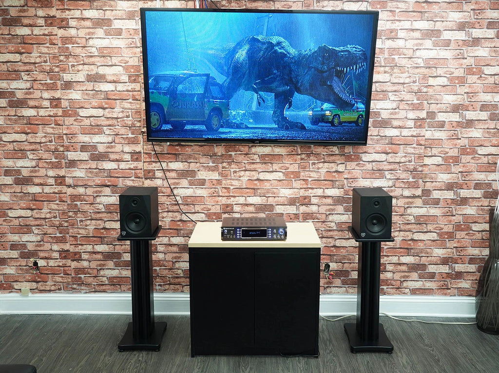USB Studio 8" Rockville APM8W Monitor Black Speakers+28" Stands Premium (2)