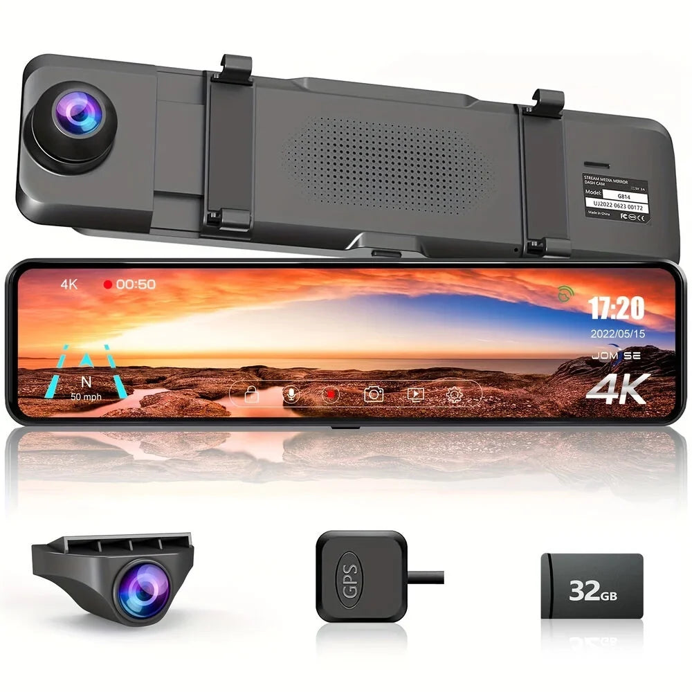 VVCAR Car DVR Rear Video 11" Cam IPS UHD Recorder Camera Dash Front Dual Rearview Mirror 4K