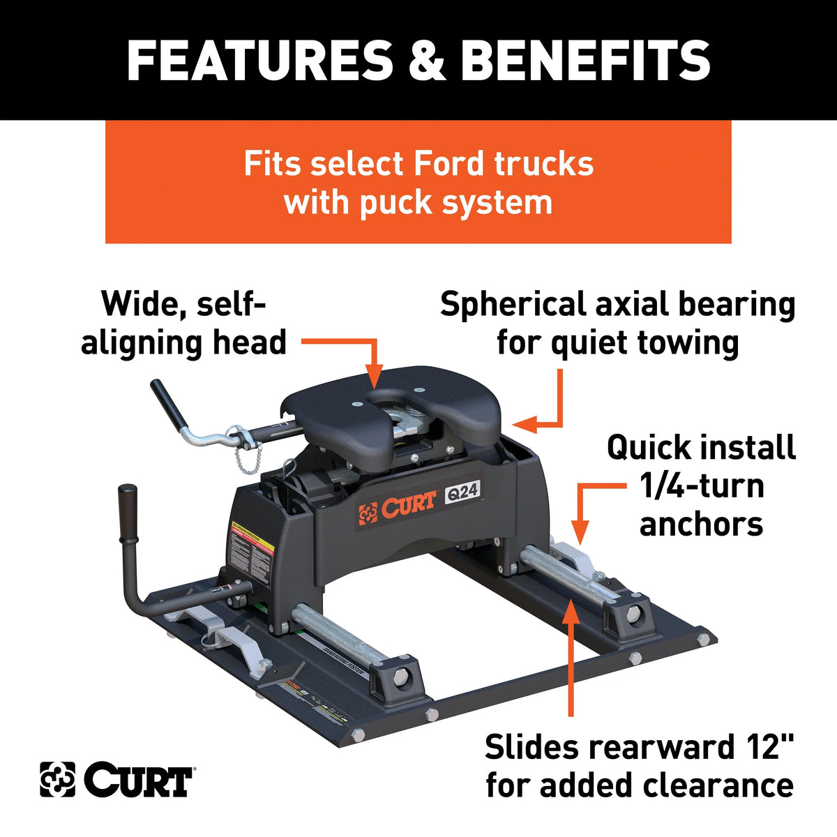 Puck lbs, Bed Select F-350, Hitch, Slider 24,000 CURT F-450, System F-250, Q24 6.75-Foot Wheel 16678 5th