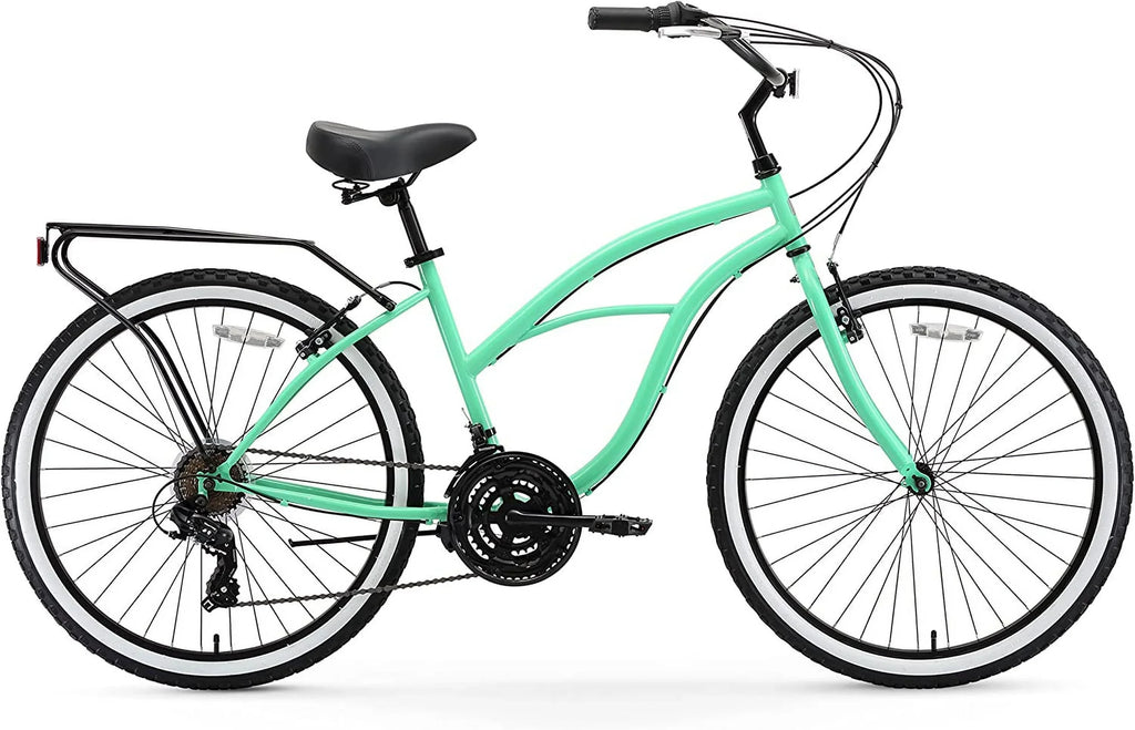 and Mint Green Block Bicycle Around Single-Speed with Cruiser Grips 26" Seat Wheels Black Beach The Women's sixthreezero