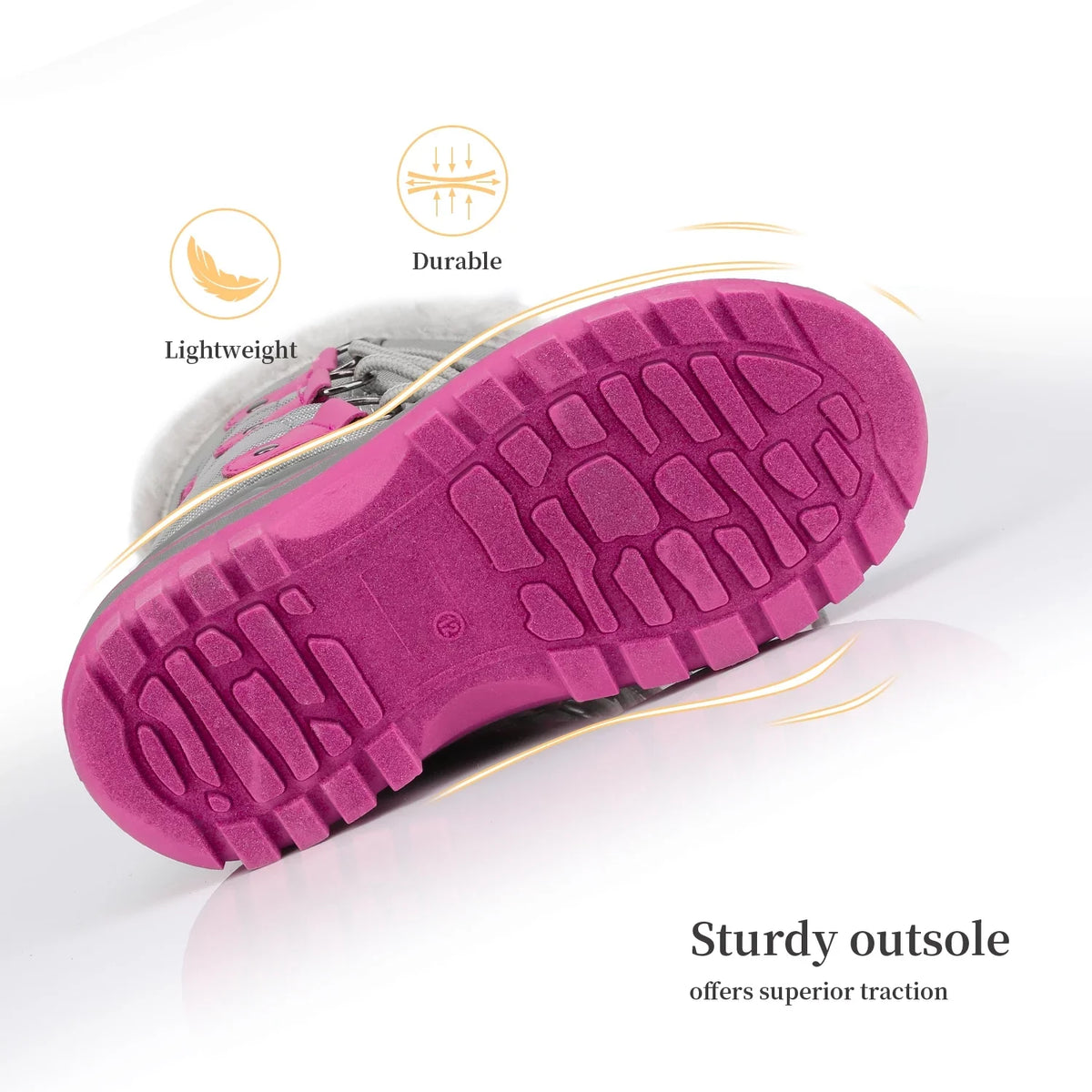 dimension Kid Shoes Pairs Kids Big Dream Ankle Boots Warm 5 FORESTER Toddler Boys Winter Boots Girls Fur-Lined GREY/FUCHSIA Snow Faux Soft