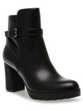 Heidi Block Black Cushioned Booties Buckle Accent Heel Zip-Up 6 Womens Toe Round Dress M