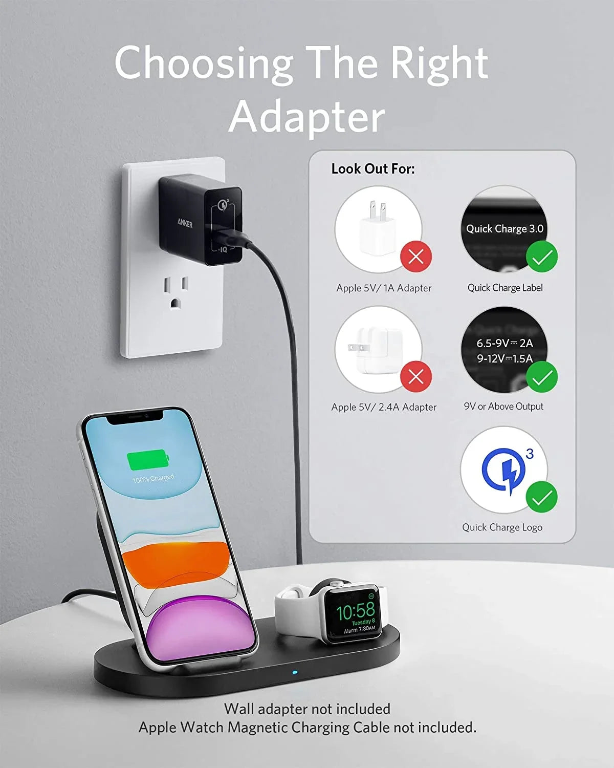 iPhone (Watch Charger, Wireless Included) 11 Charging Sense /6/5/4/3/2/1, Stand Holder with Charging Pro PowerWave Watch Apple Not 2-in-1 2020, Watch with Cable 11, Anker Station for Charging