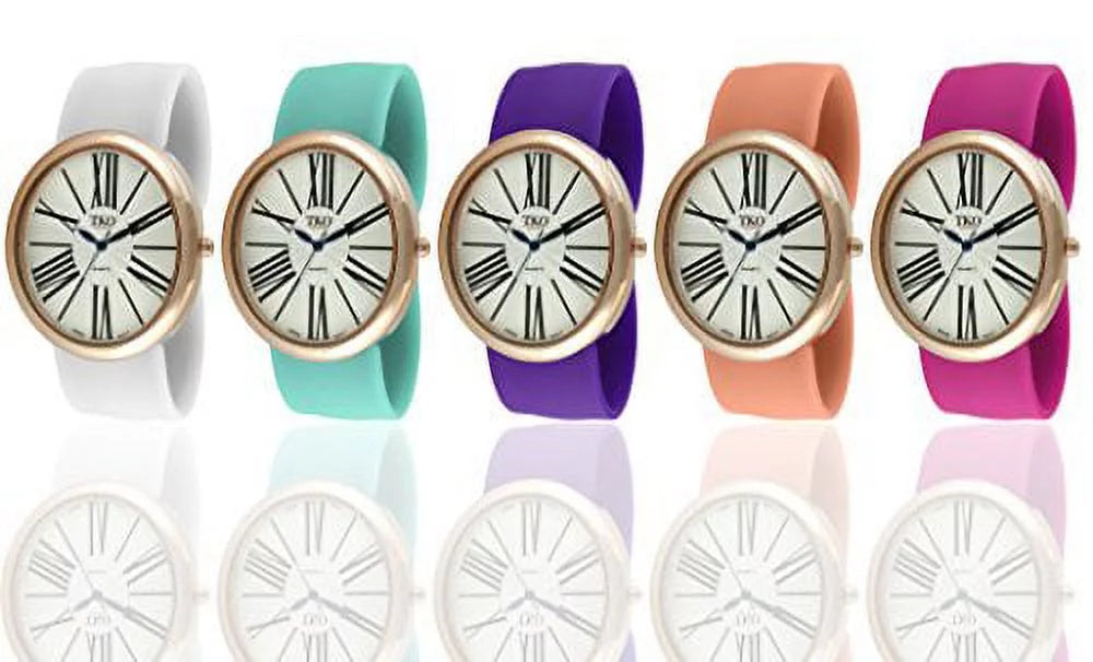 Slap Interchangeable Watch Large Gold Dial Band Numeral Rose Set Roman Gift 5