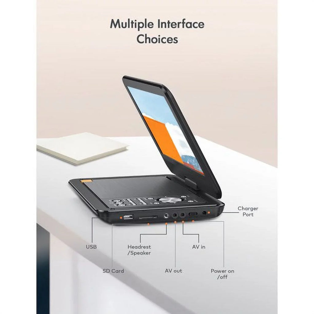 with Car, Portable 9.5" Yoton Hours Player and 4-6 Built-in Battery for Swivel Kids Screen, 7.5"