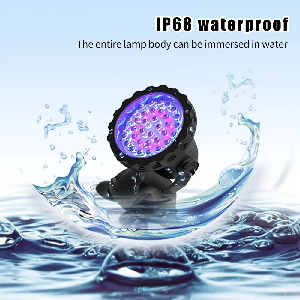 IP68 RGB Pool Swimming Lights,DFITO Lights 36 Remote Pool LED Underwater Spot IR lights 4 Fountain + Pond
