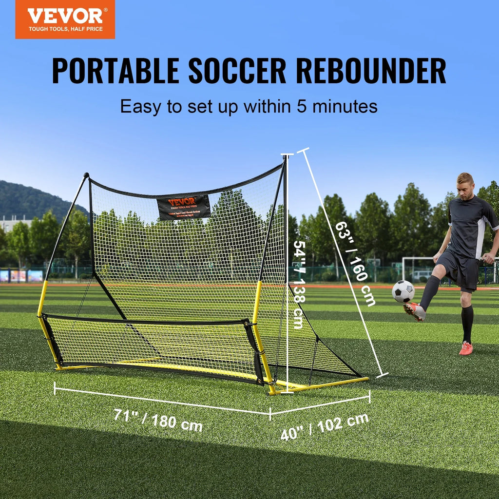 Bag Portable Portable 71"x40" Soccer 2--1 Net Soccer Trainer Rebounder